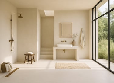 Douche italienne en enduit Stucco Latte beige clair 