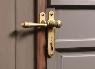 A locksmith carefully unlocking a residential door with professional tools at dusk.