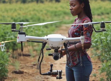 Farmers using mobile devices to manage crops with the Twiga Foods platform.