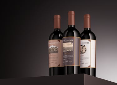 Divine essence mockup with three wine bottles of different flavours