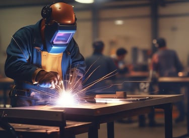 A solar panel installation on a commercial rooftop under a clear blue sky.