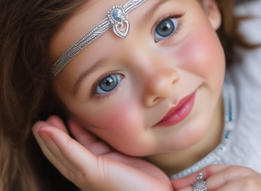 A vibrant display of colorful kids' silver bracelets arranged playfully on a wooden table.