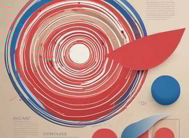 A vibrant workspace with colorful sketches and branding materials spread out on a black table.