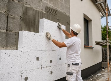 Pose d’isolation extérieure avec panneaux isolants
