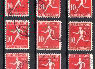 a group of stamps with a number of stamps on them