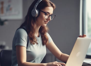 A smiling accountant assisting a client via video call on a laptop.