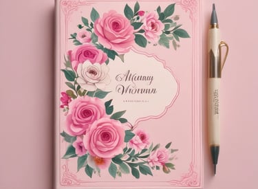 A soft, pastel-hued flat lay of a self-care journal surrounded by delicate rose mauve florals and a warm white candle.