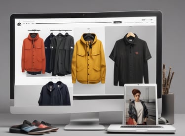 Modern ecommerce site showcased on a smartphone with bright cyan and purple highlights and smooth scrolling effects.