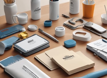 Close-up of vibrant business cards and colorful banners freshly printed.