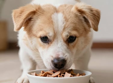 A happy golden retriever chewing on a colorful dog toy in a sunny park.
