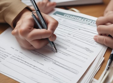 person filling on application form