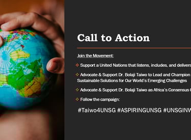 Dr Bolaji Taiwo's UNSG Campaign