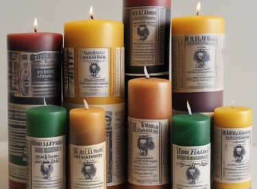 A cozy scene with custom-made candles flickering beside a deck of personalized playing cards.