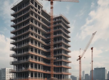 Construction workers collaborating on a building site in Zamora.