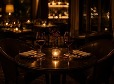Intimate candlelit restaurant table set for two luxury couples experience Dubai