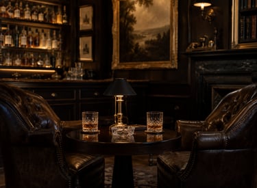 Dark intimate luxury bar interior with crystal glasses friend gathering experience Dubai