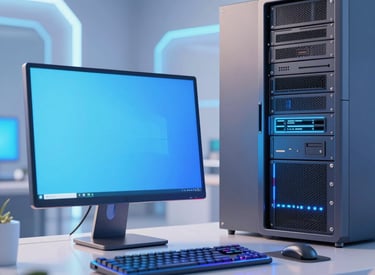 Satisfied business owner reviewing growing client list on a tablet in a modern office.