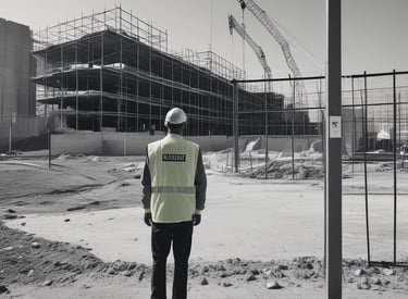 Security guard attentively monitoring a busy corporate lobby.