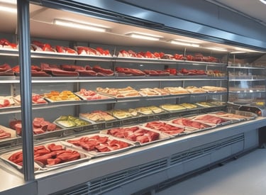 Close-up of various spare parts and accessories neatly organized on shelves.
