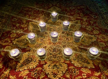 Ten lit candles.