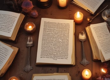 Book surrounded by candles.
