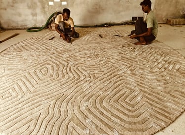 Minimalist modern rug design by Rasida Creation, handmade with care
