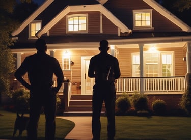 A person is seen sweeping a tiled stairway that runs alongside a stone wall in an urban area. The street is bordered by residential buildings with balconies. Another person in the background appears to be engaged in a similar cleaning activity, and a third person is walking down the steps.