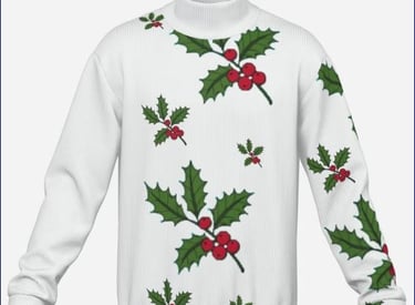 a sweater with holly - themed sweaters