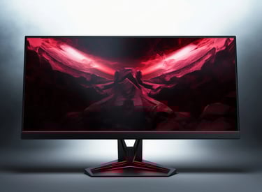 Monitor gaming con fondo gris