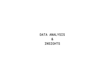 data analysis and insights