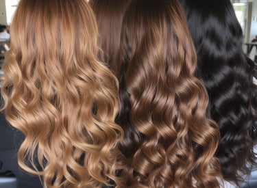 A variety of colorful hair extensions displayed elegantly.