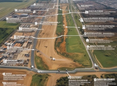 A detailed project timeline chart with milestones and budget indicators.