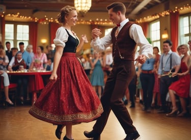 A lively dance performance during a festival celebration.