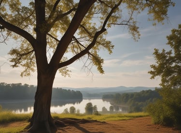 a tree with a bench and a bench in the background