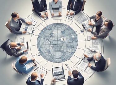 Hands joined together in a circle symbolizing unity and collaboration.