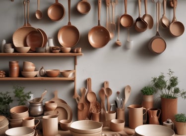 A collection of eco-friendly personal hygiene items is arranged on a soft, white fabric. Included are a wooden brush with natural bristles, a loofah, and other bamboo or wooden accessories, suggesting a focus on sustainability. The scene is softly lit, and a burlap bag is subtly visible in the blurred background.