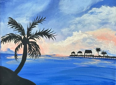 Warm Sunset painting party April 25 in Cozumel