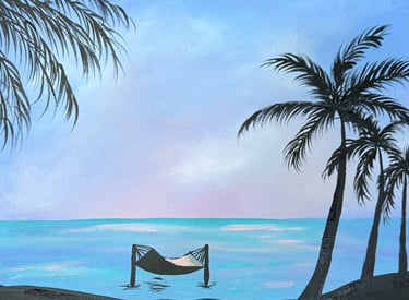 Peaceful beach painting from a paint and sip in cozumel.