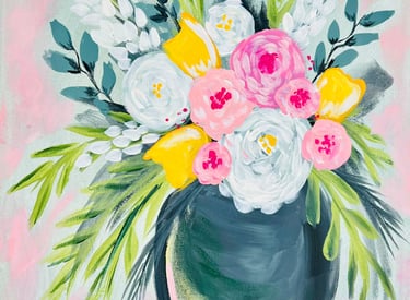 Floral-themed paint night Cozumel