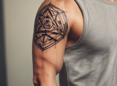 a man with a geometric tattoo on his arm