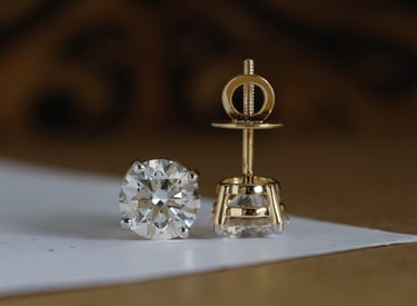 a pair of earrings with a Lab-Grown Diamonds