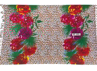 Hand Printed Colorful Floral Leopard Beach Sarong, pareo, lava lava