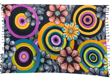 Hand Printed Colorful Floral Abstract Beach Sarong, pareo, lava lava