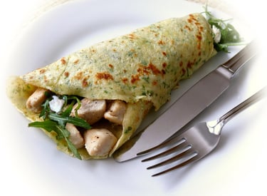 Panqueca - de - Frango - em - Cubos - com - Couve - Refogada