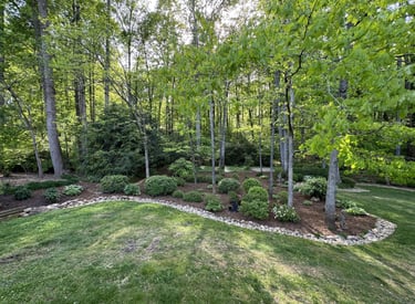 Mulch and River Rock Flowerbed