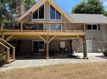 Finished backyard patio and fire pit project in Hickory NC by Storm Valley Landscape