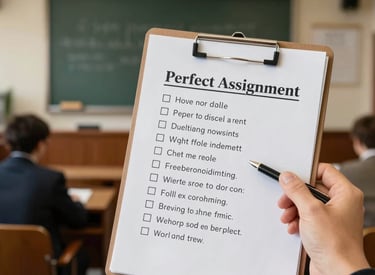 A student happily placing an order for assignment help on a laptop