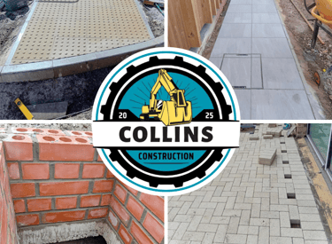 a collage of photos of a construction site