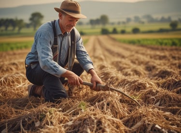 A person holding a smartphone displaying a financial app with a graph and balance information. The phone has a black case, and the interface shows details such as investment totals and changes. The background consists of a wooden table.