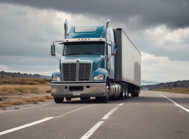 A mechanic working on a semi truck in a roadside setting.